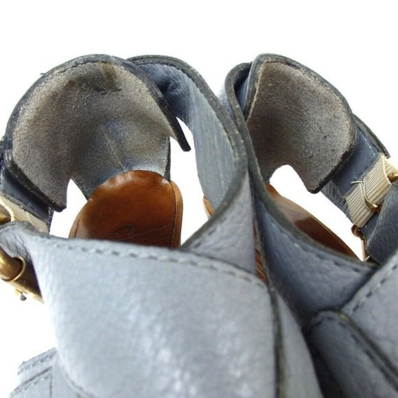 Chloe Heel Sandals Calfskin Wood light blue chunky - Picture 4 of 8